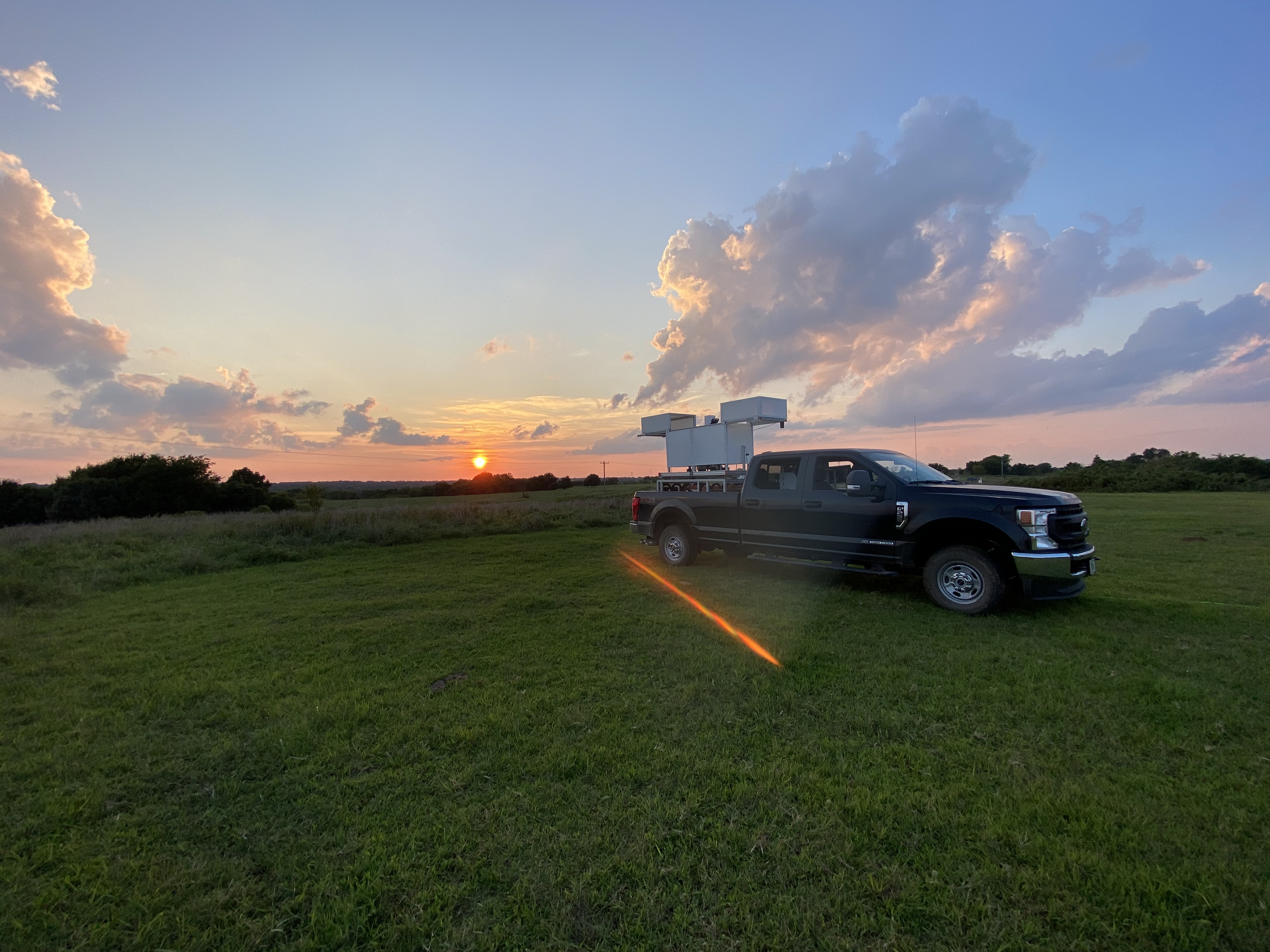 The Doppler lidar truck at sunset.